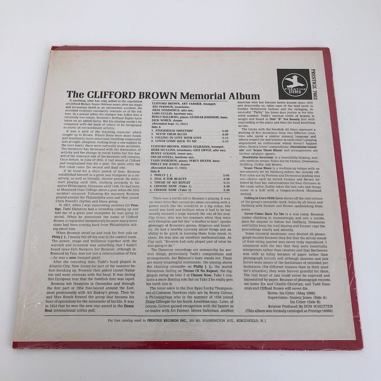 LP/ CLIFFORD BROWN / THE CLIFFORD BROWN MEMORIAL ALBUM / US盤 紺ラベル VAN GELDER PRESTIGE  PRST7662