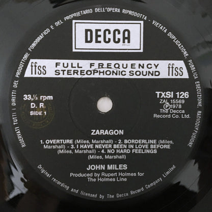 LP/ JOHN MILES / ZARAGON / イタリア盤 UKモダンポップ '78 DECCA TXSI126