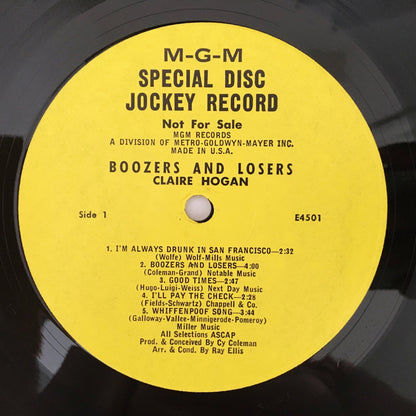 LP/ CLAIRE HOGAN / BOOZERS AND LOSERS / US盤 プロモ盤 黄ラベル MGM SE-4501