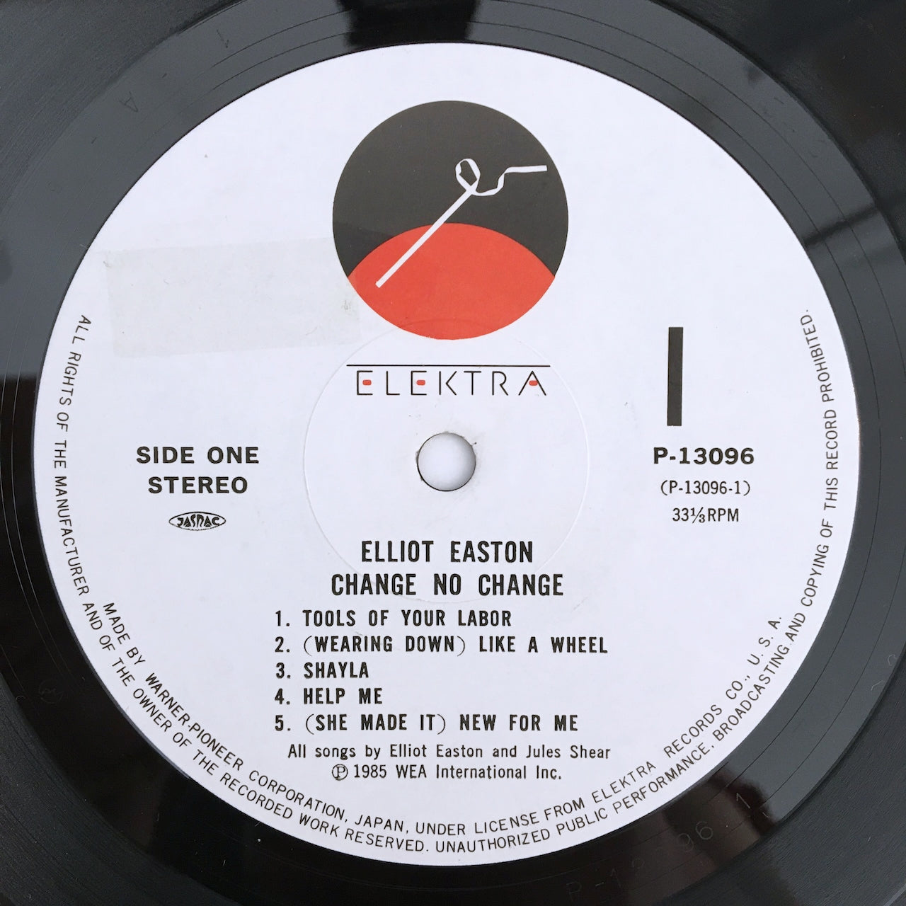 LP/ ELLIOT EASTON / CHANGE NO CHANGE / 国内盤 帯・ライナー NEW WAVE ELEKTRA P-13096