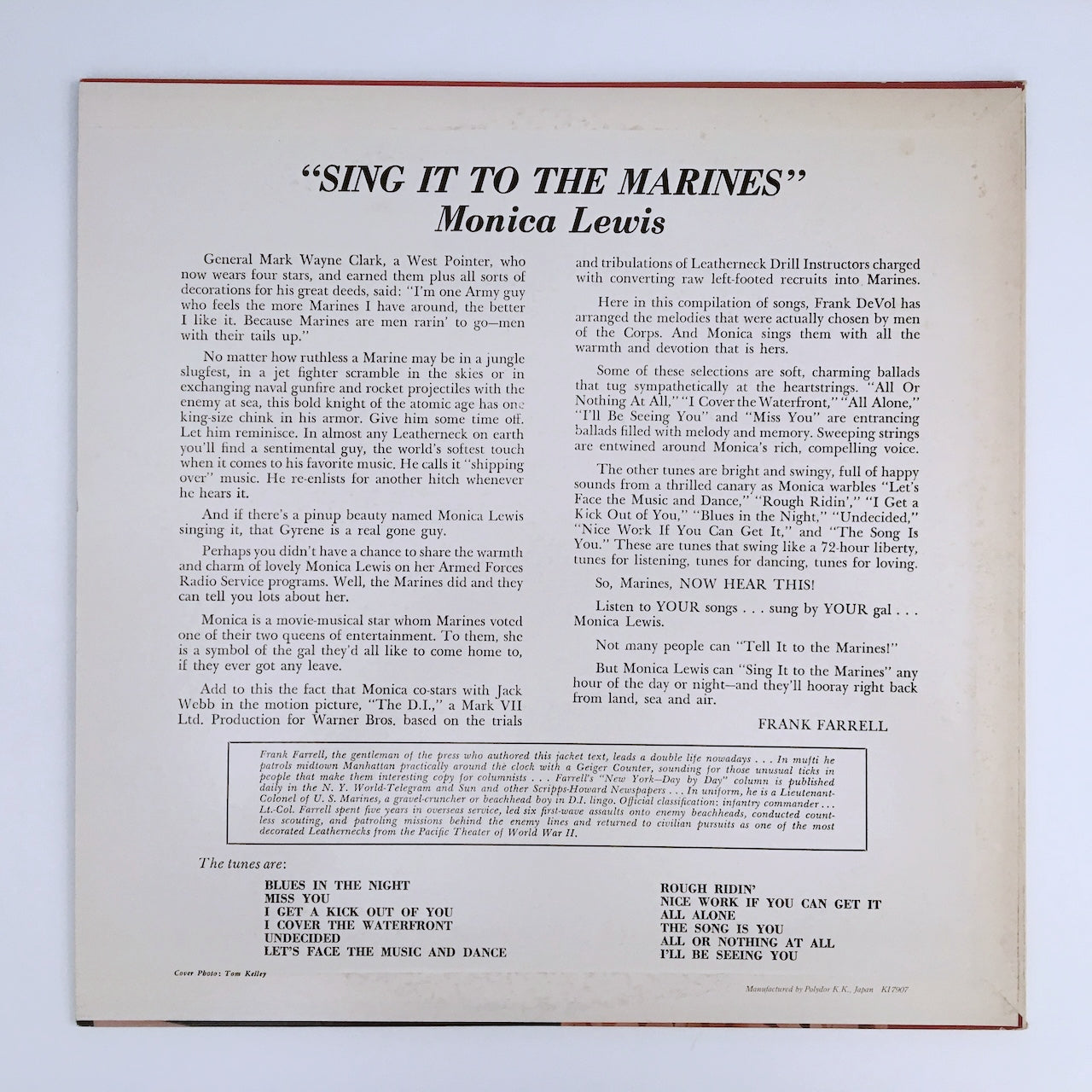 LP/ MONICA LEWIS / SING IT TO THE MARINES / 国内盤 ライナー VERVE MV2640