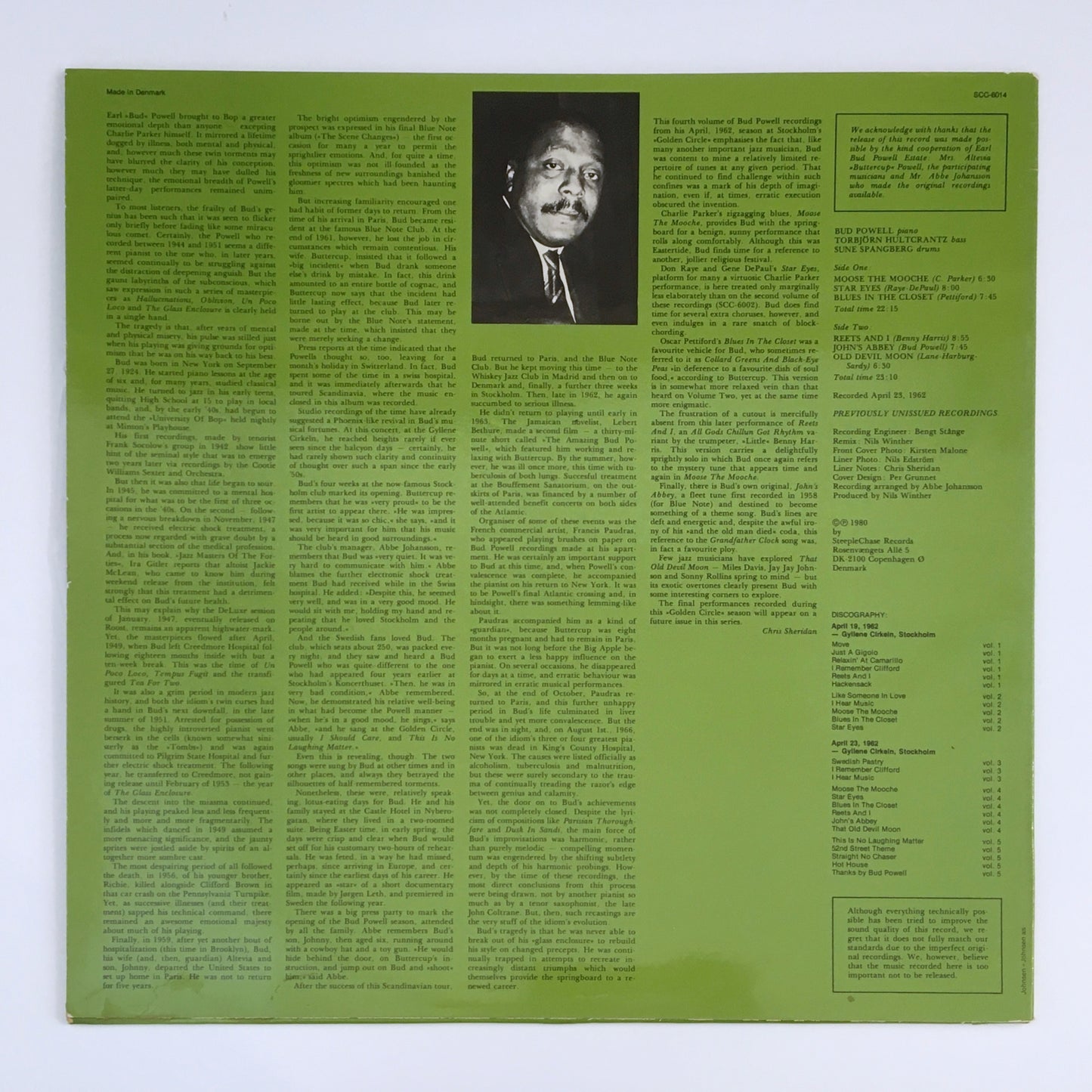 LP/ BUD POWELL / AT THE GOLDEN CIRCLE VOLUME 4 / デンマーク盤 STEEPLE CHAISE SCC6014