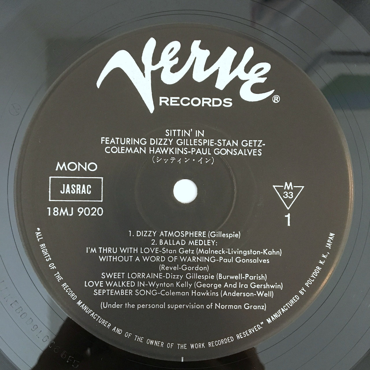 LP/ V.A. / SITTIN' IN / 国内盤  帯・ライナー付き VERVE 18MJ9020