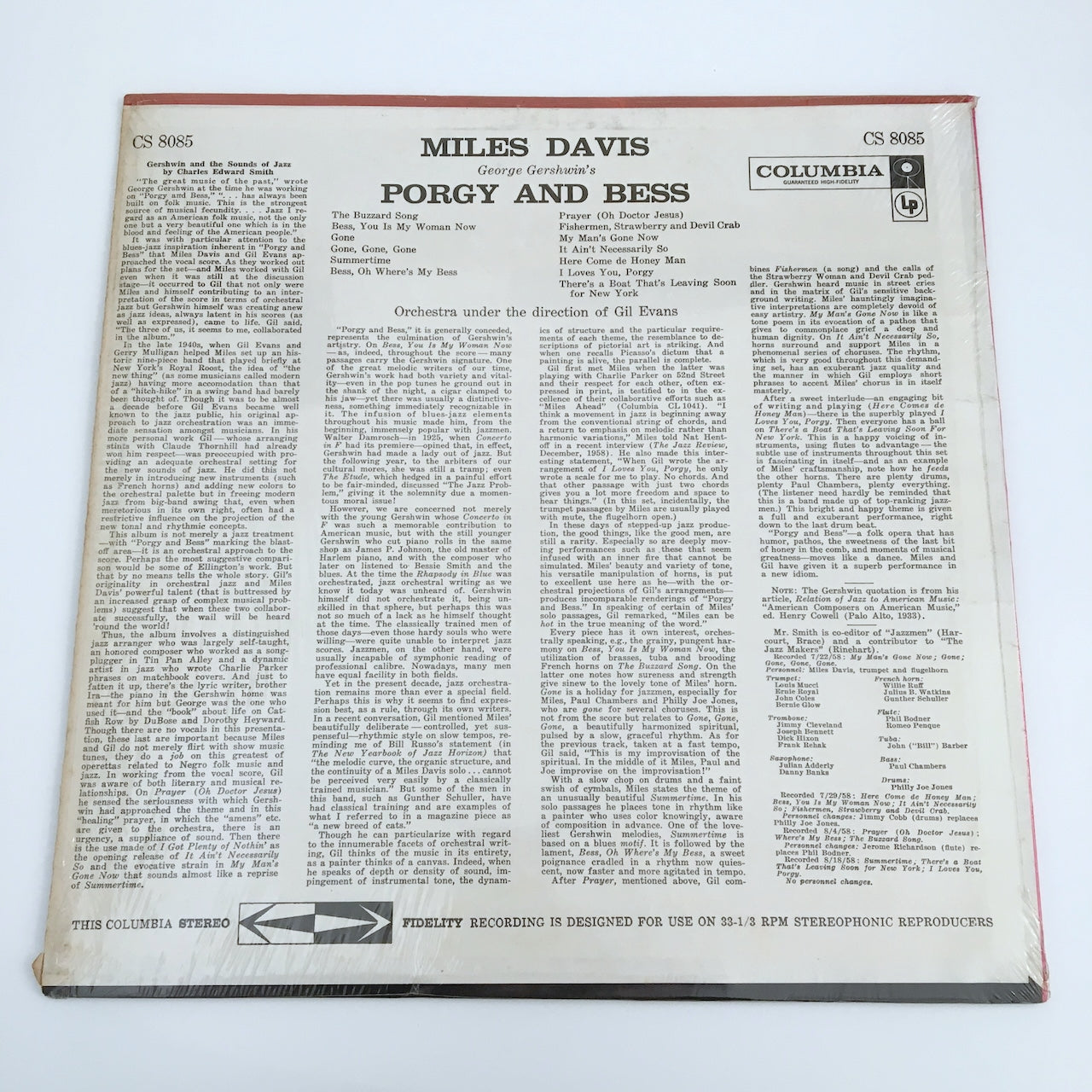 LP/ MILES DAVIS / PORGY AND BESS / US盤 COLUMBIA CS8085