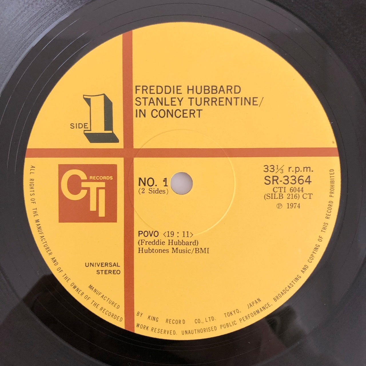 LP/ FREDDIE HUBBARD & STANLEY TURRENTINE / IN CONCERT VOLUME ONE / 国内盤  ライナー付き CTI RECORDS SR3364
