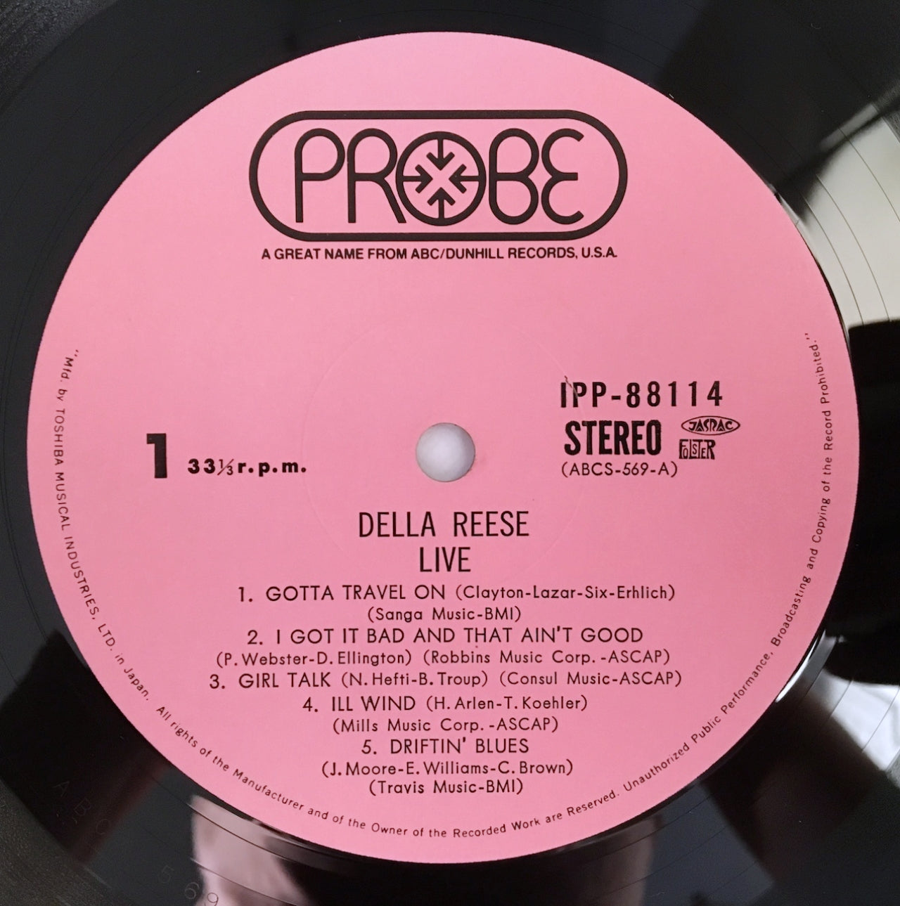 LP/ DELLA REESE / LIVE / 国内盤  ライナー付き PROBE 1PP88114