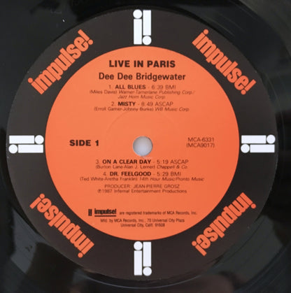 LP/ DEE DEE BRIDGEWATER / LIVE IN PARIS / US盤 VOCAL IMPULSE MCA-6331