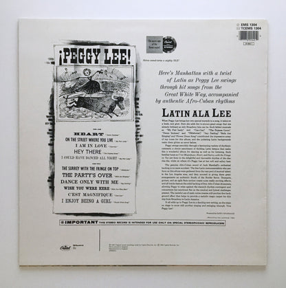 LP/ PEGGY LEE / LATIN ALA LEE！ / 国内盤  インナー CAPITOL EMS1304