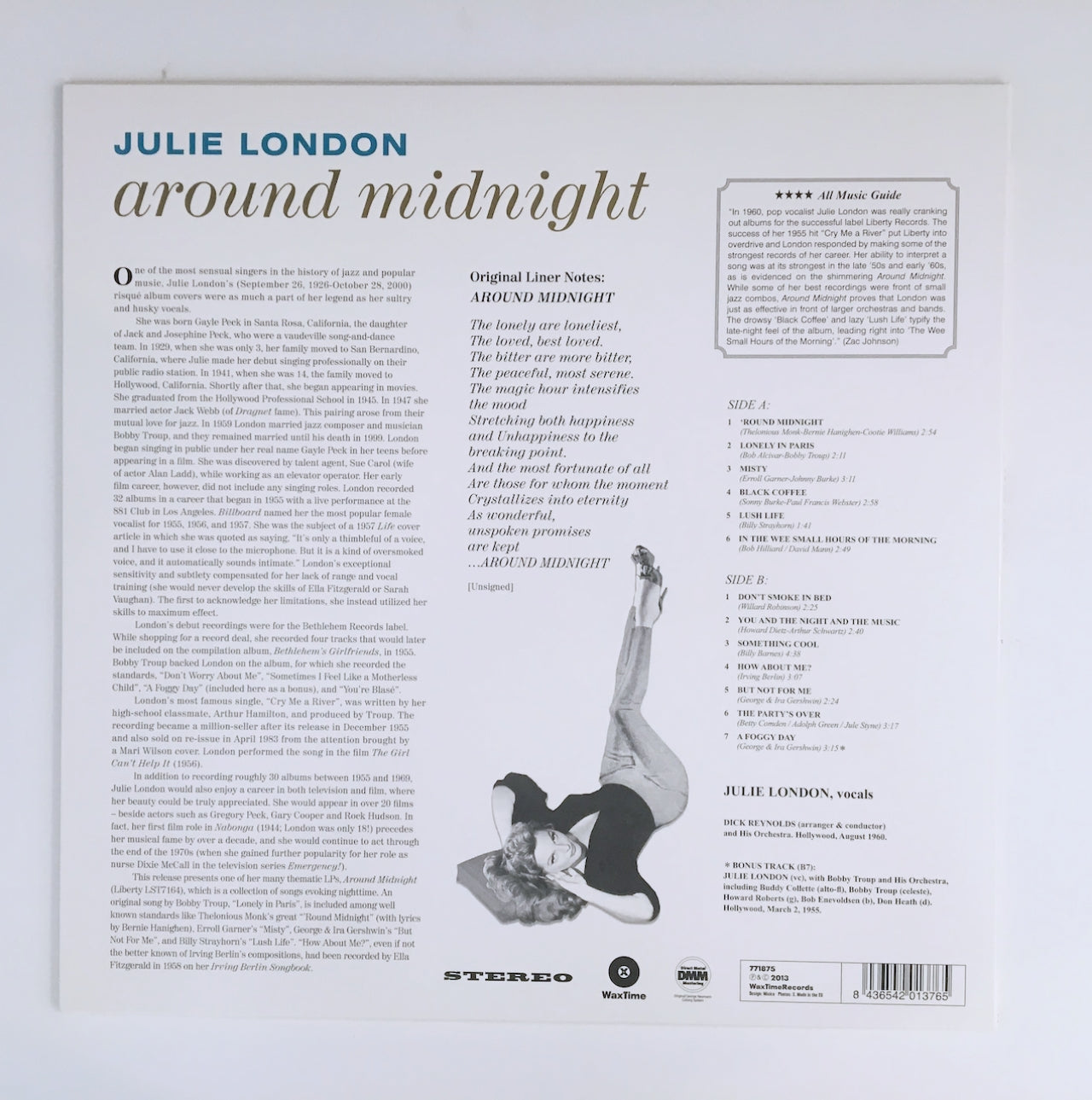 LP/ JULIE LONDON  / AROUND MIDNIGHT  / EU盤 WAX TIME 771875