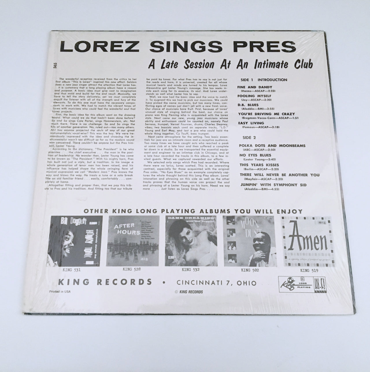 LP/ LOREZ ALEXANDRIA / LOREZ SINGS PRES / US盤 再発盤 KING KLP-565