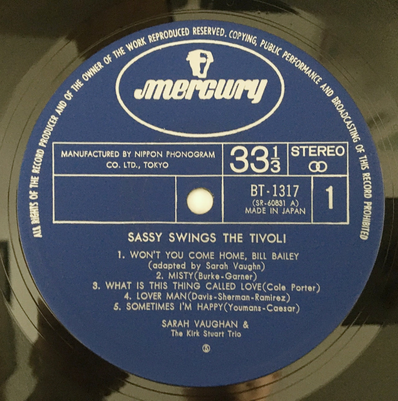 LP/ SARAH VAUGHAN / SASSY SWINGS THE TIVOLI / 国内盤 MERCURY  BT-1317