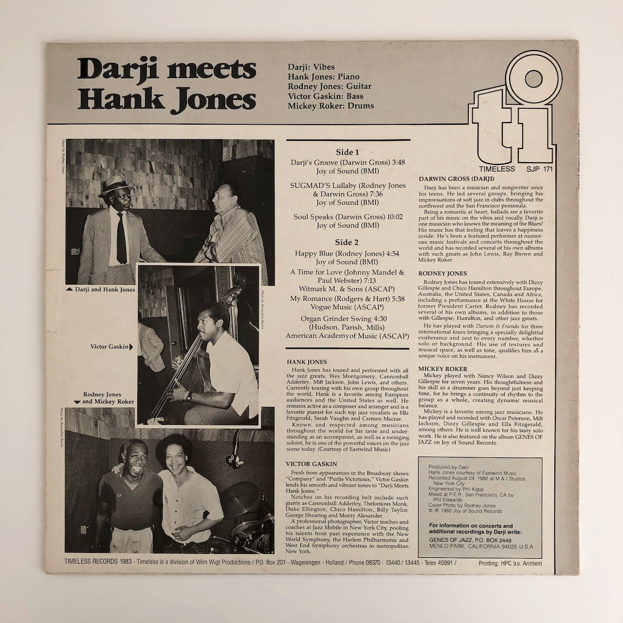 LP/ DARJI, HANK JONES / DARJI MEETS HANK JONES  / オランダ盤 TIMELESS  SJP171