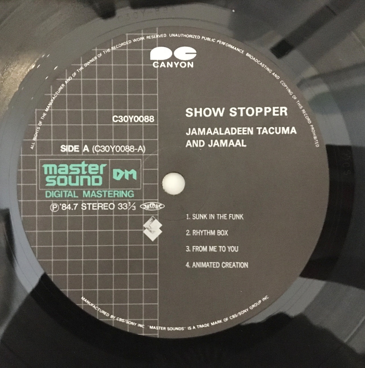 LP/ JAMAALADEEN TACUMA / SHOW STOPPER / 国内盤 帯・ライナー・インナー MASTERSOUND GRAMAVISION C30Y0088