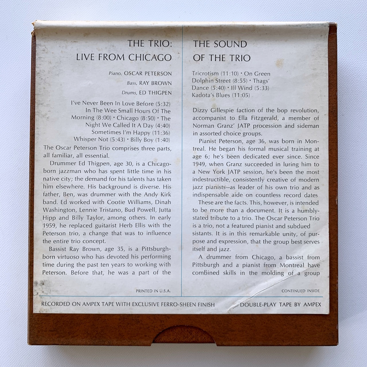 オープンリール/ OSCAR PETERSON / THE TRIO / THE SOUND OF THE TRIO / US盤 7号 4トラック 19cm/s (7 1/2IPS) インサート VERVE VSTP287