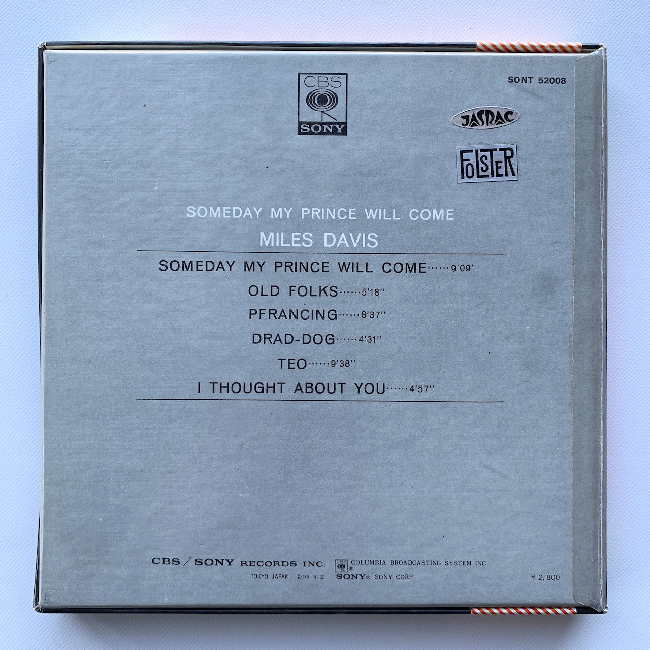 オープンリール/ MILES DAVIS / SOMEDAY MY PRINCE WILL COME / 国内盤 7号 4トラック 19cm/s (7 1/2IPS) 帯・ライナー CBS SONY SONT-52008