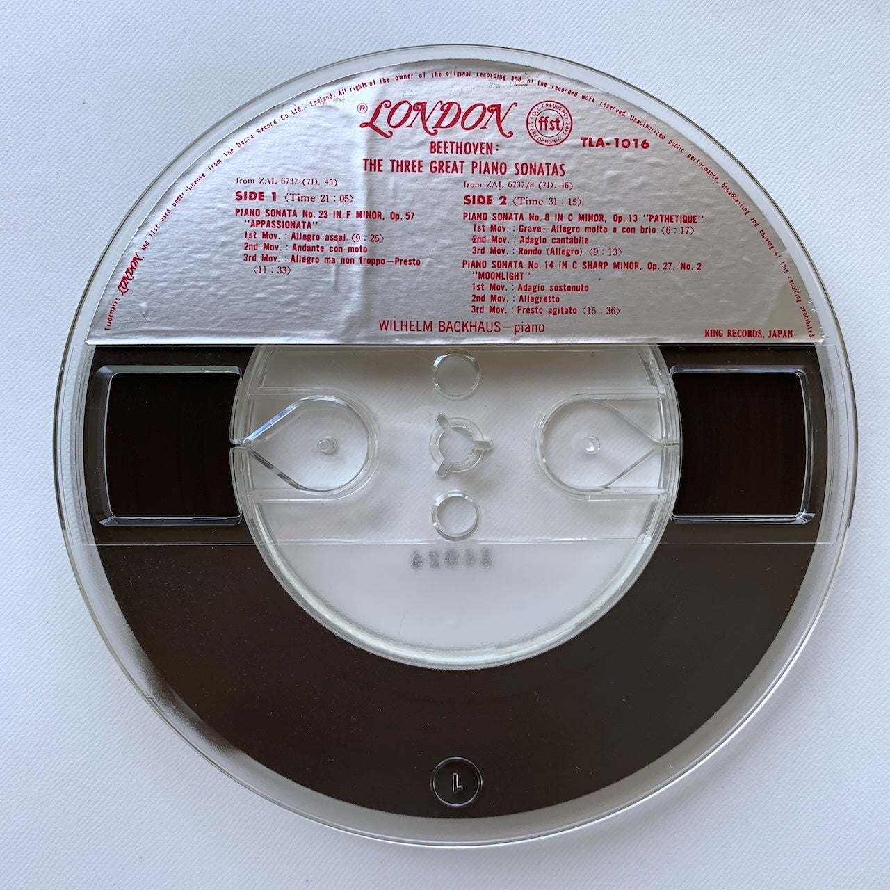 オープンリール/ バックハウス / ベートーヴェン：3大ピアノソナタ / 国内盤 7号 4トラック 19cm/s (7 1/2IPS) 帯・ライナー LONDON TLA-1016