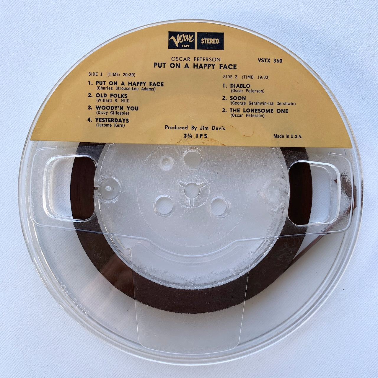 オープンリール/ OSCAR PETERSON / PUT ON A HAPPY FACE / US盤 7号 4トラック 9.5cm/s (3 3/4IPS) VERVE VSTX360