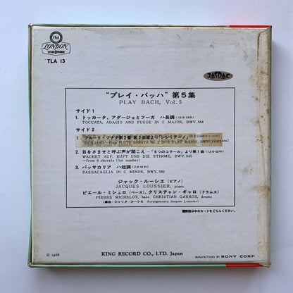 オープンリール/ ジャック・ルーシェ / プレイ・バッハ 第5集 / 国内盤 7号 4トラック 19cm/s (7 1/2IPS) 帯・ライナー LONDON TLA-13