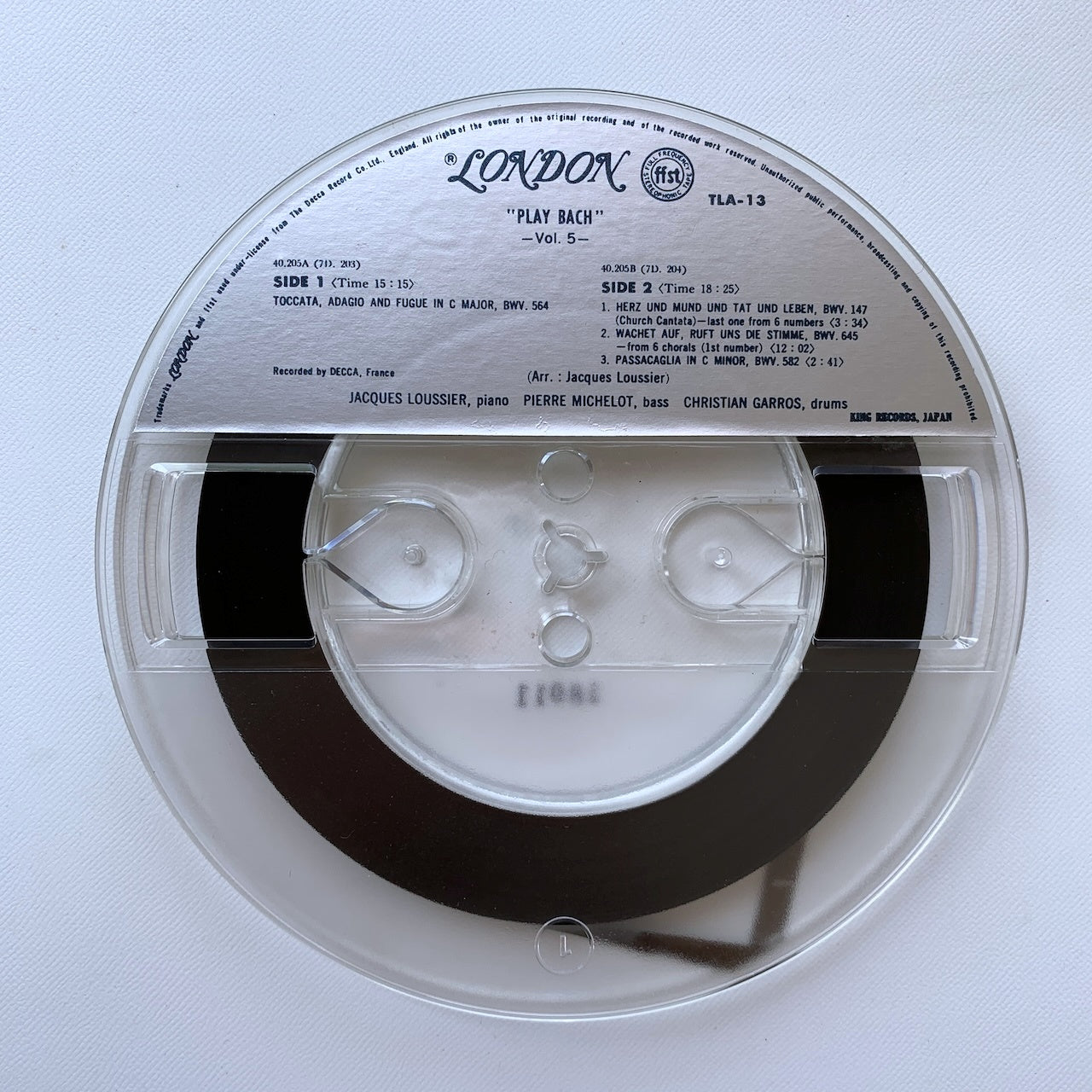 オープンリール/ ジャック・ルーシェ / プレイ・バッハ 第5集 / 国内盤 7号 4トラック 19cm/s (7 1/2IPS) 帯・ライナー LONDON TLA-13