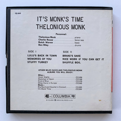 オープンリール/ THELONIOUS MONK / IT'S MONK'S TIME / US盤 7号 4トラック 19cm/s (7 1/2IPS) インサート COLUMBIA CQ644