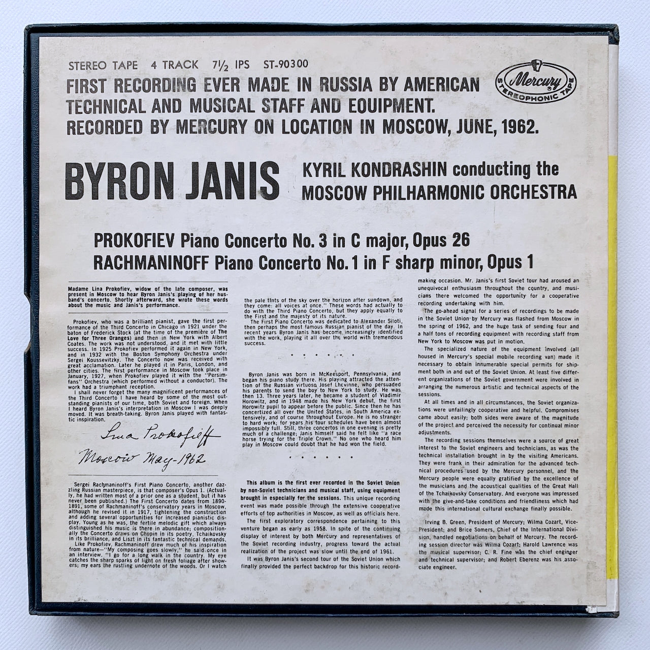 オープンリール/ バイロン・ジャニス / ラフマニノフ：ピアノ協奏曲第1番 他 / US盤 7号 4トラック 19cm/s (7 1/2IPS) MERCURY ST-90300
