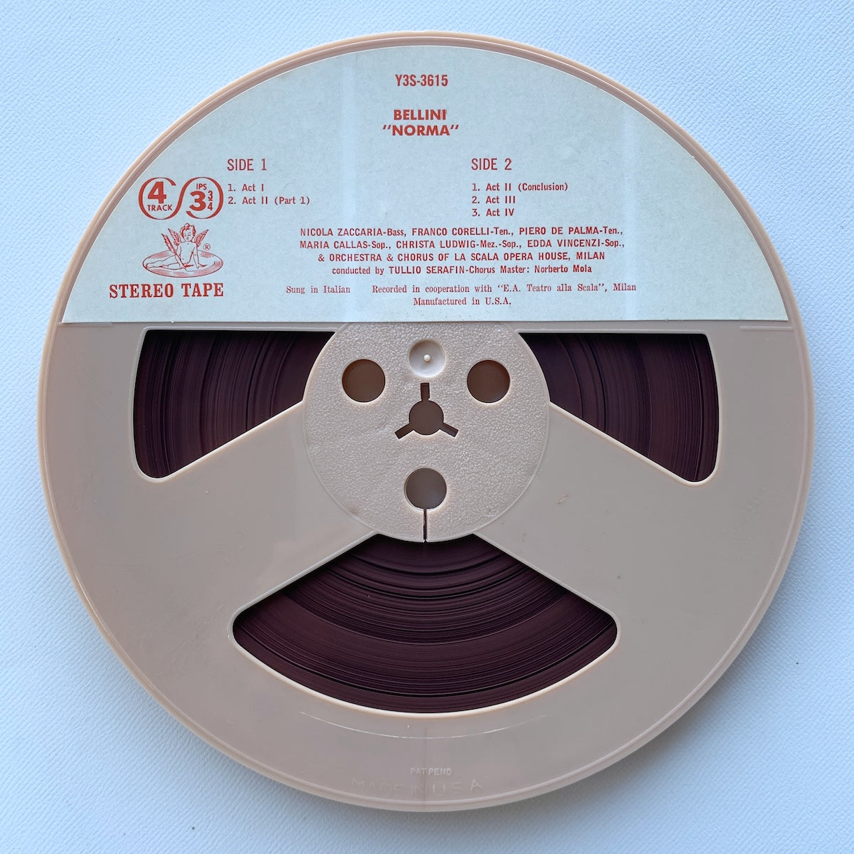 オープンリール/ マリア・カラス / ベッリーニ：歌劇「ノルマ」 / US盤 7号 4トラック 9.5cm/s (3 3/4IPS) ANGEL Y3S-3615