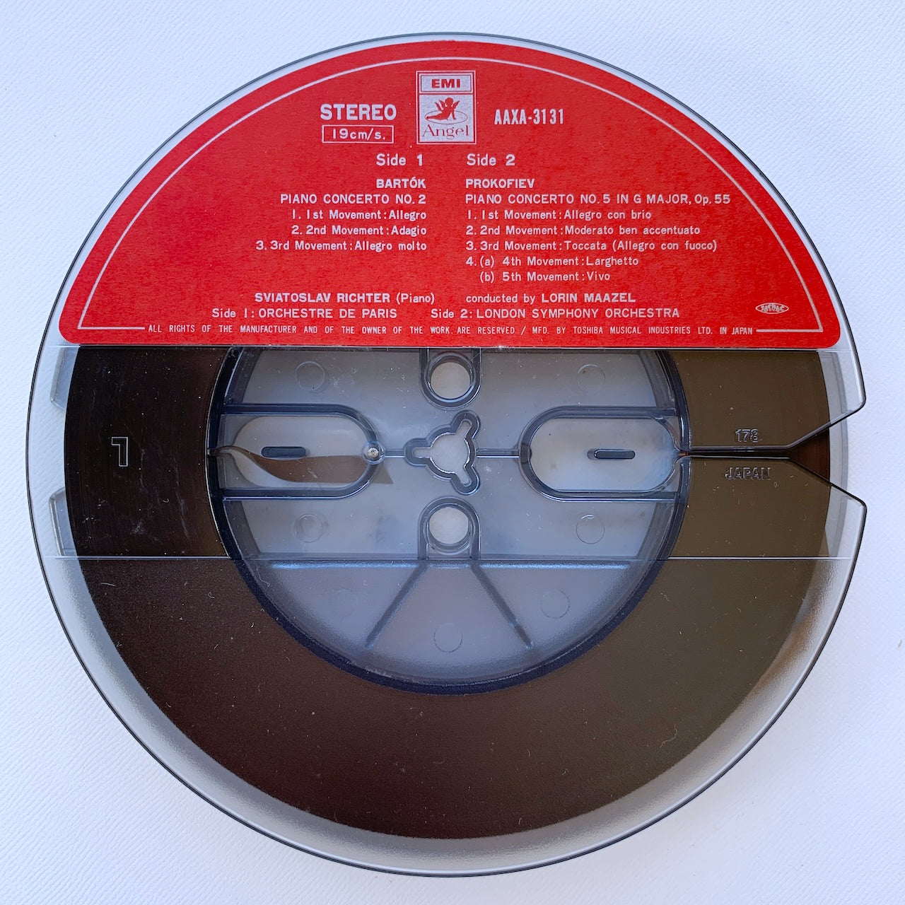 オープンリール/ リヒテル / バルトーク：ピアノ協奏曲第2番 他 / 国内盤 7号 4トラック 19cm/s (7 1/2IPS) 帯・ライナー EMI AAXA-3131