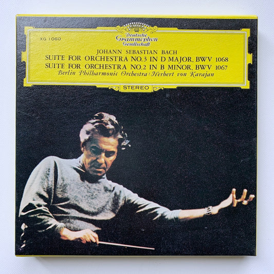 オープンリール/ ヘルベルト・フォン・カラヤン / J.S.バッハ：管弦楽組曲第3番、第2番 / 国内盤 7号 4トラック 19cm/s (7 1/2IPS) ライナー DGG XG1060