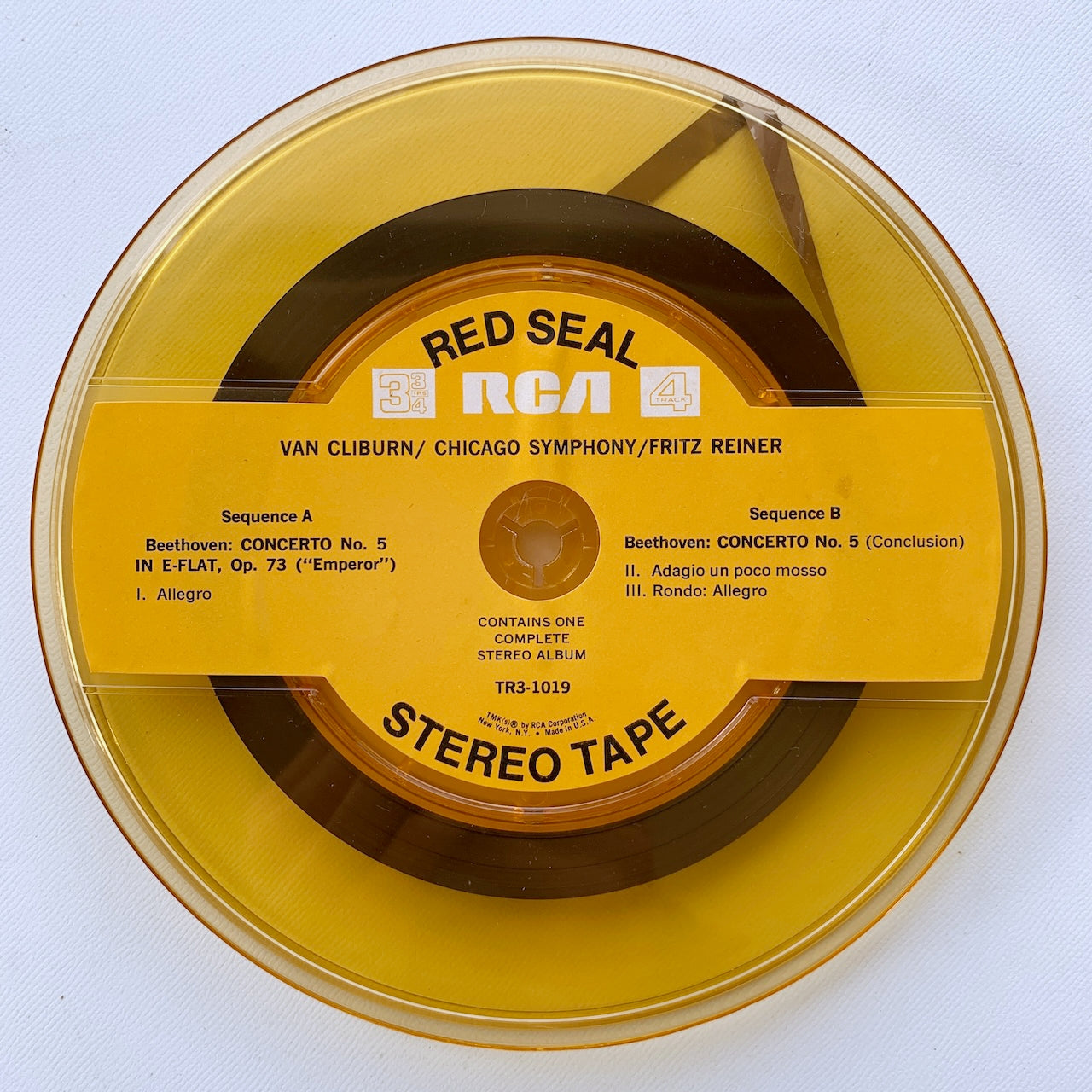オープンリール/ クライバーン / ベートーヴェン：ピアノ協奏曲第5番「皇帝」 / US盤 7号 4トラック 9.5cm/s (3 3/4IPS) インサート RCA TR3-1019
