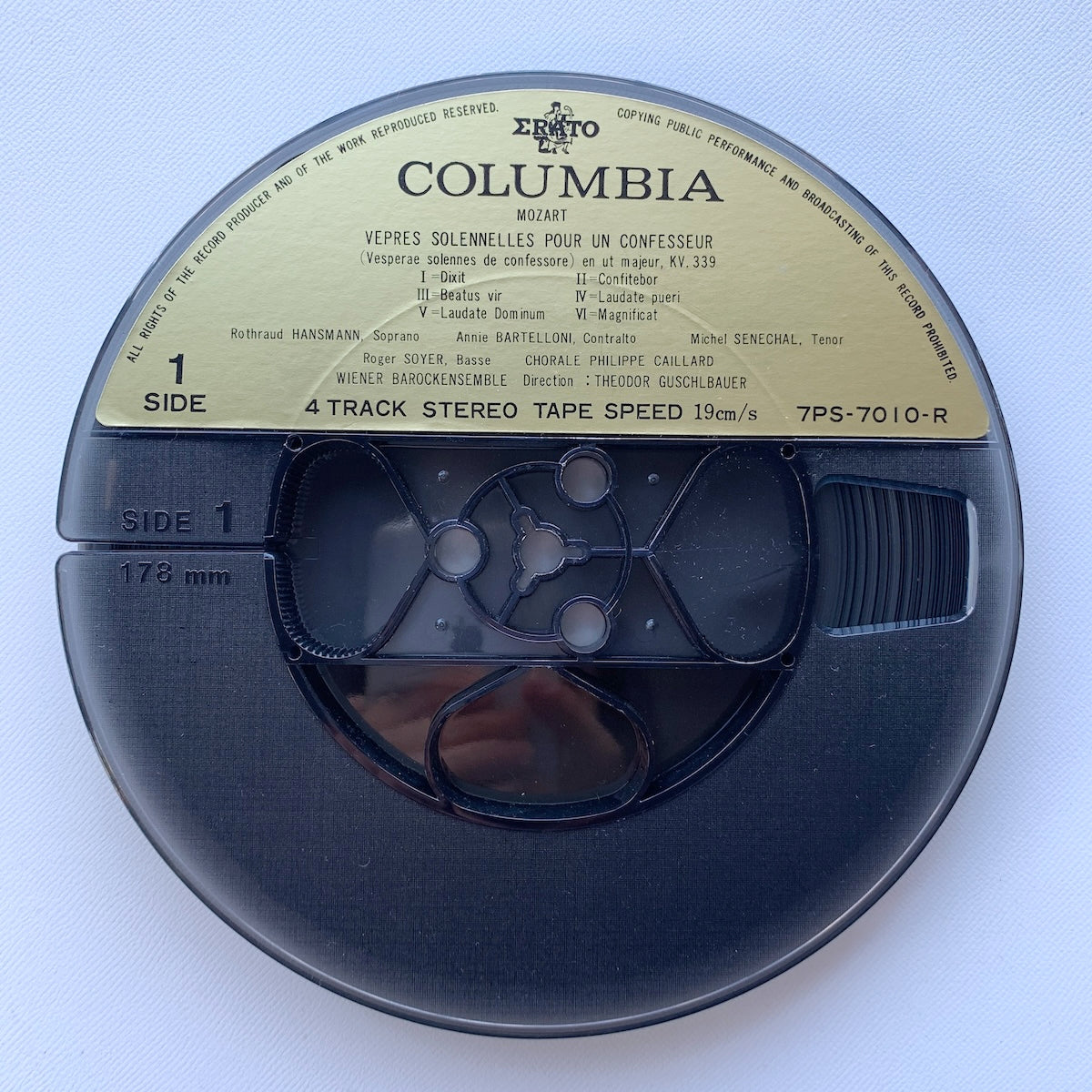 オープンリール/ テオドール・グシュルバウアー / モーツァルトの宗教音楽 ミサ曲 他 / 国内盤 7号 4トラック 19cm/s (7 1/2IPS) ライナー COLUMBIA 7PS-7010-R
