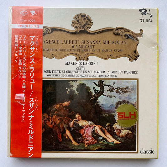 【未開封】オープンリール/ ラリュー、ミルドニアン / モーツァルト：フルートとハープのための協奏曲 他 / 国内盤 7号 4トラック 19cm/s (7 1/2IPS) 帯 KING TXA-1004