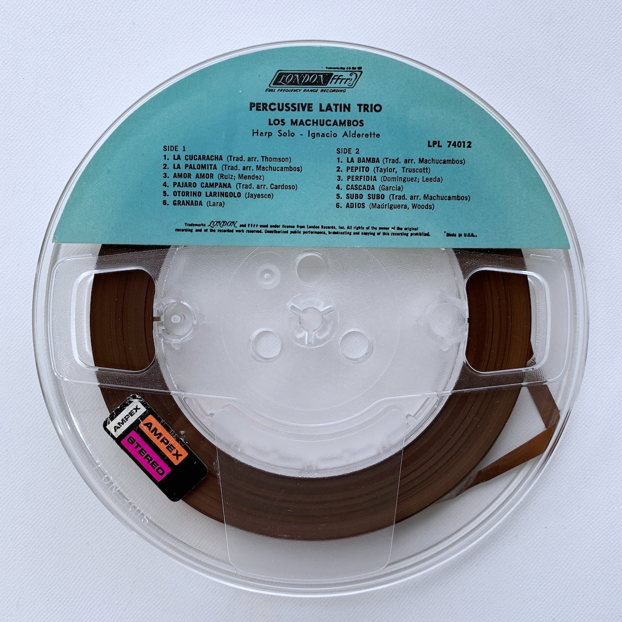 オープンリール/ LOS MACHUCAMBOS / PERCUSSIVE LATIN TRIO / US盤 7号 4トラック 19cm/s (7 1/2IPS) LONDON LPL74012