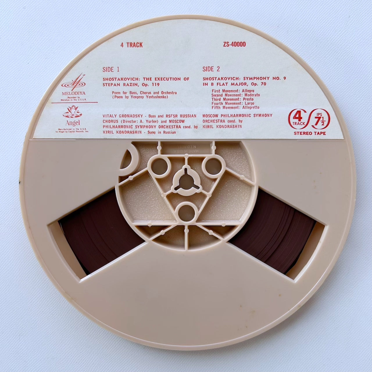 オープンリール/ キリル・コンドラシン / ショスタコーヴィチ：交響曲第9番 / US盤 7号 4トラック 19cm/s (7 1/2IPS) MELODIYA ZS40000