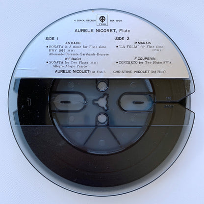 オープンリール/ オーレル・ニコレ / フルートの真髄 J.S.バッハ：無伴奏フルート・ソナタ 他 / 国内盤 7号 4トラック 19cm/s (7 1/2IPS) 帯・ライナー TRIO TSA-1009