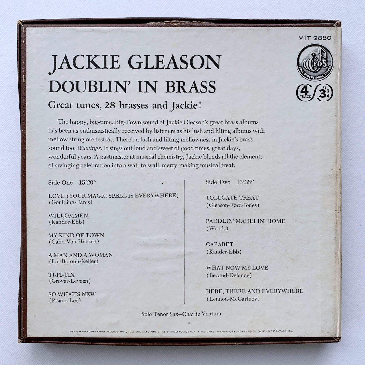 オープンリール/ JACKIE GLEASON / DOUBLIN' IN BRASS / US盤 7号 4トラック 9.5cm/s (3 3/4IPS) CAPITOL Y1T2880