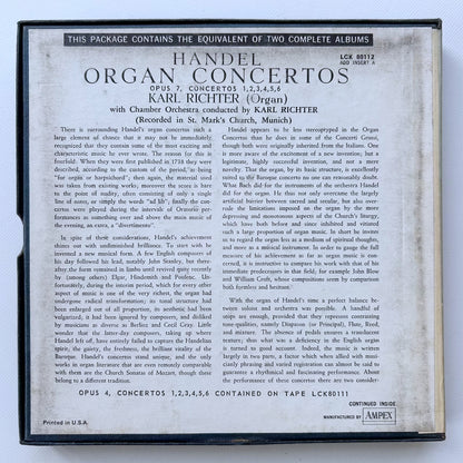 オープンリール/ カール・リヒター / ヘンデル：オルガン協奏曲集 / US盤 7号 4トラック 19cm/s (7 1/2IPS) インサート LONDON LCK80112