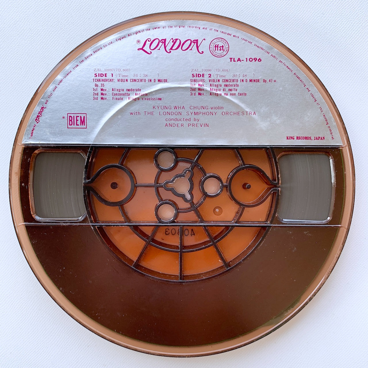 オープンリール/ チョン・キョンファ / チャイコフスキー/シベリウス：ヴァイオリン協奏曲 / 国内盤 7号 4トラック 19cm/s (7 1/2IPS) ライナー LONDON TLA-1096