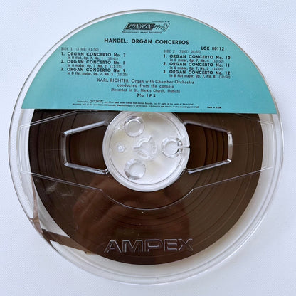 オープンリール/ カール・リヒター / ヘンデル：オルガン協奏曲集 / US盤 7号 4トラック 19cm/s (7 1/2IPS) インサート LONDON LCK80112