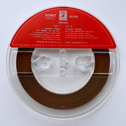 オープンリール/ ジェルヴァース・ドゥ・ペイエ / ブラームス：クラリネットソナタ第1番、第2番 / 国内盤 7号 4トラック 19cm/s (7 1/2IPS) ライナー EMI AXA-3093