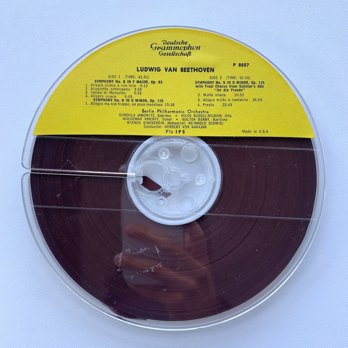 オープンリール/ カラヤン / ベートーヴェン：交響曲第8、9番 / US盤 7号 4トラック 19cm/s (7 1/2IPS) インサート DGG DGP8807