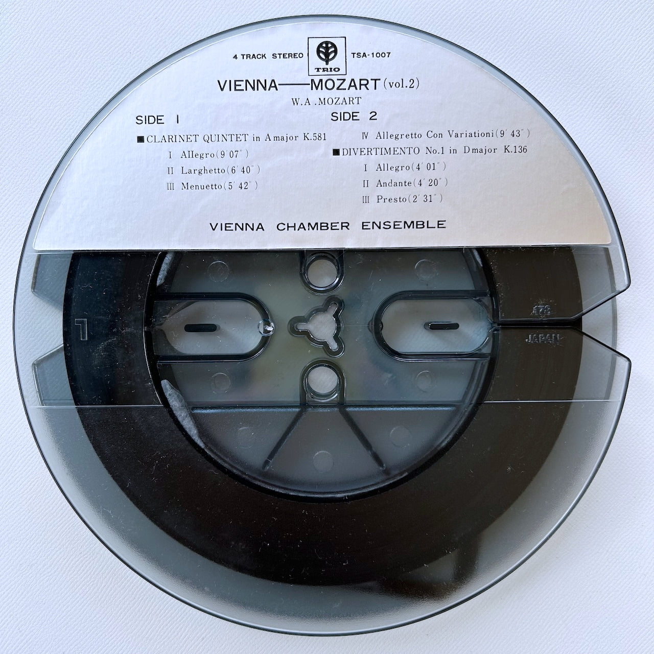 オープンリール/ ウィーン室内管弦楽団 / モーツァルト：クラリネット五重奏曲 他 / 国内盤 7号 4トラック 19cm/s (7 1/2IPS) ライナー TRIO TSA-1007
