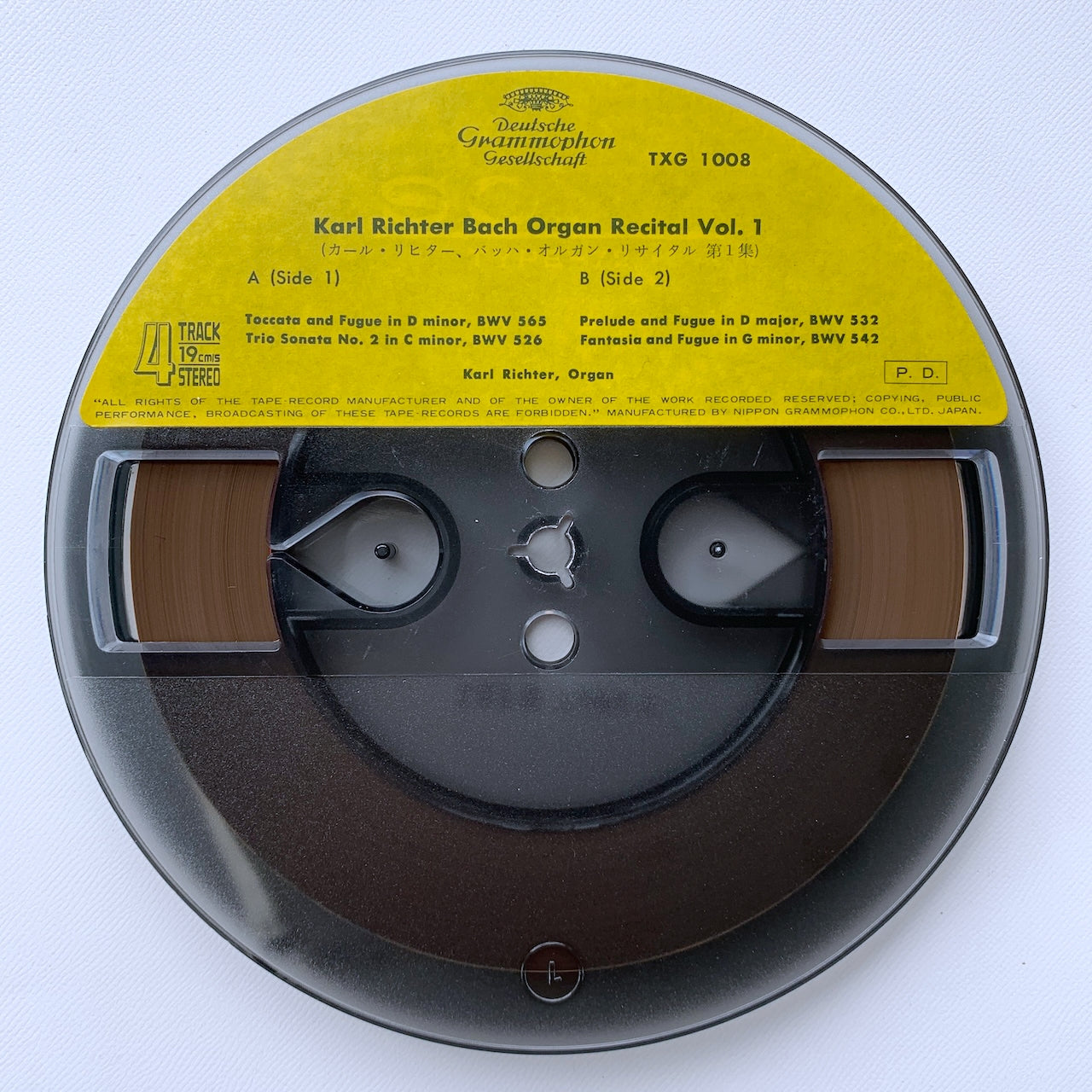 オープンリール/ カール・リヒター / J.S.バッハ：トッカータとフーガ 他 / 国内盤 7号 4トラック 19cm/s (7 1/2IPS) ライナー DGG TXG-1008