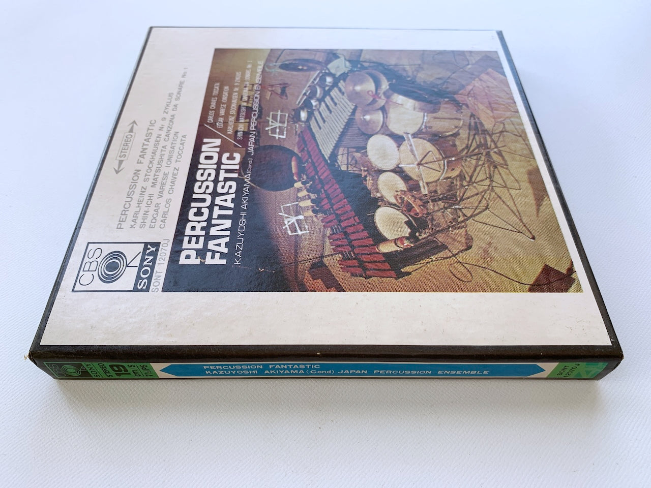 オープンリール/ 秋山和慶、JAPAN PERCUSSION ENSEMBLE / PERCUSSION FANTASTIC パーカッションの脅威 / 国内盤 7号 4トラック 19cm/s (7 1/2IPS) ライナー CBS SONY SONT12070J