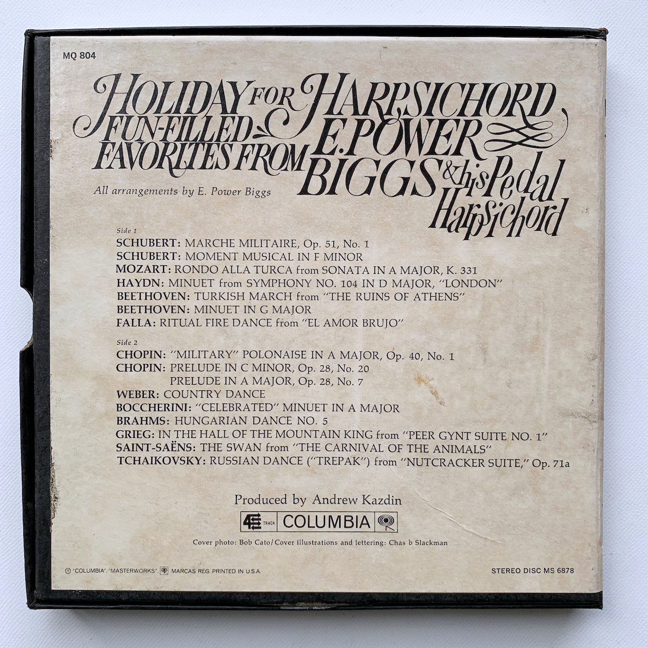 オープンリール/ E.POWE BIGGS / HOLIDAY FOR HARPSICHORD / US盤 7号 4トラック 19cm/s (7 1/2IPS) インサート COLUMBIA MQ804