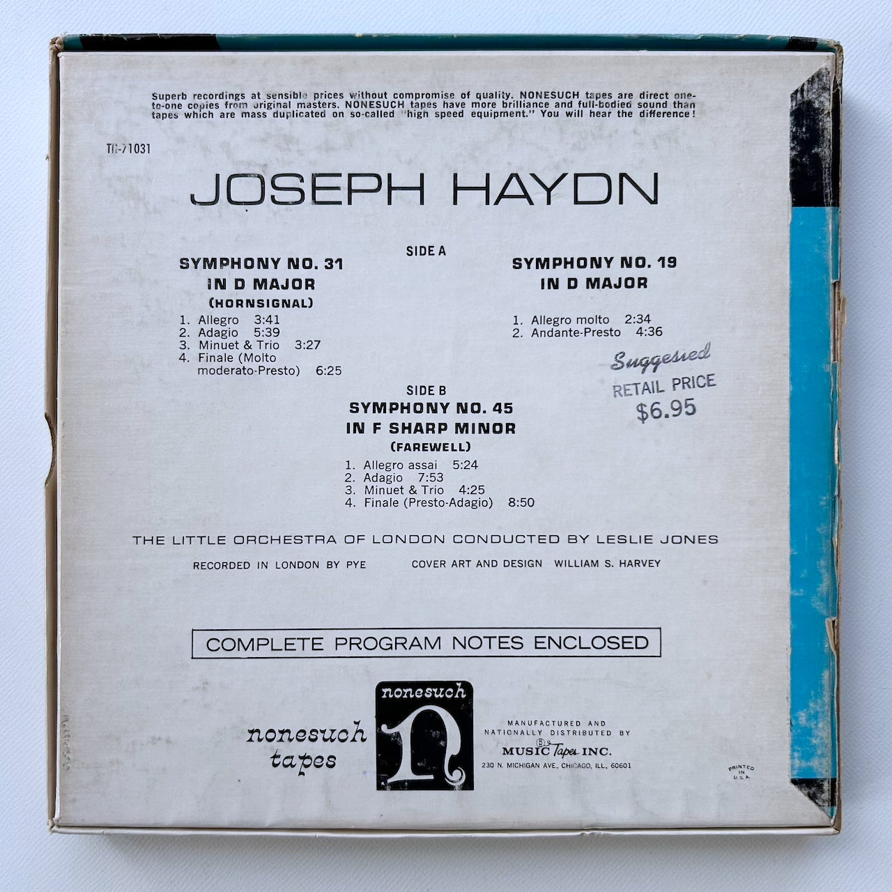 オープンリール/ レスリー・ジョーンズ / ハイドン：交響曲第31番「ホルン信号」他 / US盤 7号 4トラック 19cm/s (7 1/2IPS) インサート NONESUCH TH-71031