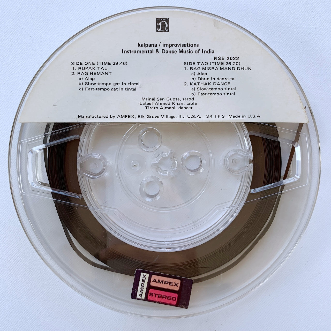 オープンリール/ V.A. / KALPANA/IMPROVISATIONS INSTRUMENTAL ＆ DANCE MUSIC OF INDIA / US盤 7号 4トラック 19cm/s (7 1/2IPS) NONESUCH NSE2022