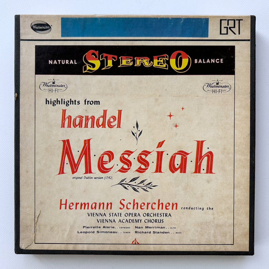 オープンリール/ ウィーン・アカデミー合唱団、シェルヘン / ヘンデル：オラトリオ「メサイア」(抜粋) / US盤 7号 4トラック 19cm/s (7 1/2IPS) インサート WESTMINSTER 14095