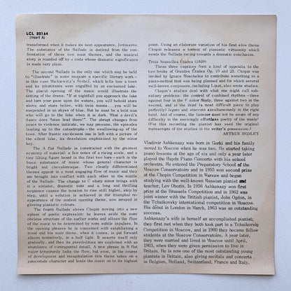 オープンリール/ ウラディーミル・アシュケナージ / ショパン:4つのバラード / US盤 7号 4トラック 19cm/s (7 1/2IPS) インサート AMPEX LCL80164