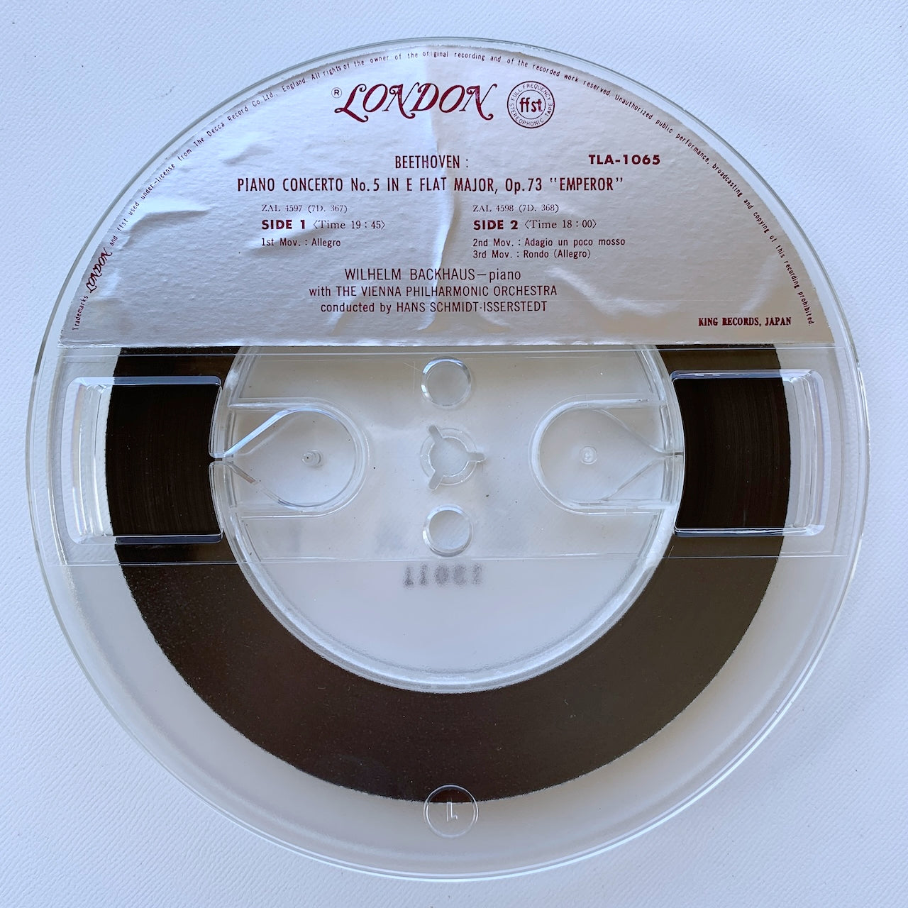 オープンリール/ ウィルヘルム・バックハウス / ベートヴェン：ピアノ協奏曲第5番「皇帝」 / 国内盤 7号 4トラック 19cm/s (7 1/2IPS) ライナー LONDON TLA1065