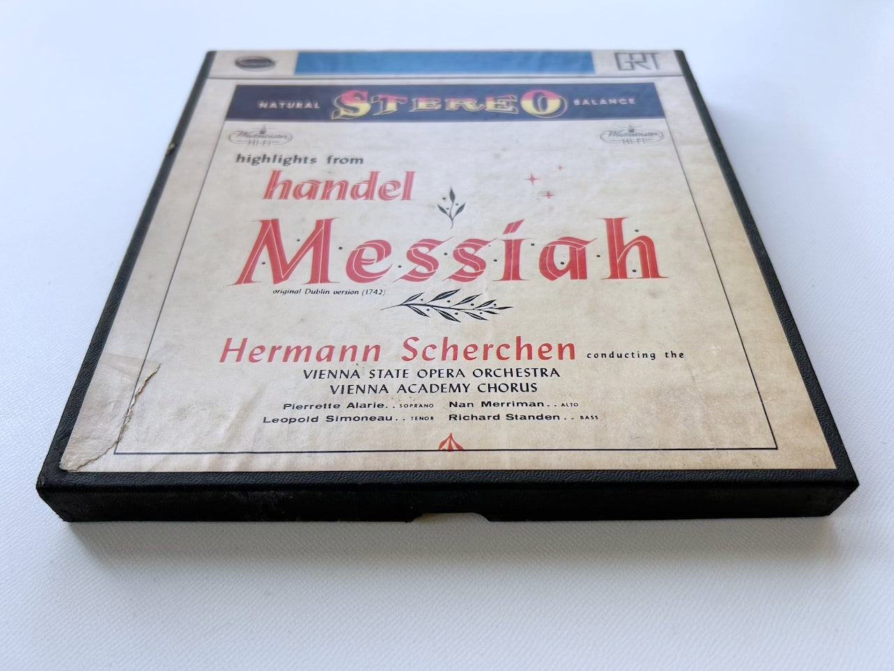 オープンリール/ ウィーン・アカデミー合唱団、シェルヘン / ヘンデル：オラトリオ「メサイア」(抜粋) / US盤 7号 4トラック 19cm/s (7 1/2IPS) インサート WESTMINSTER 14095